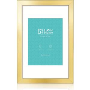 LaVie Home 12x18 Picture Frame Gold Poster Frame,Display Pictures 9x12 with Mat or 12x18 Without Mat, Stable and Sturdy Frame and Polished Plexiglass, Horizontal and Vertical Format of The Walls