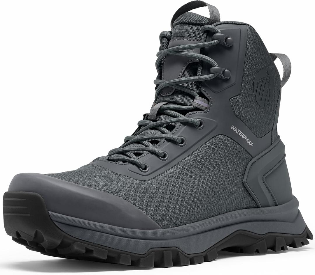 Tactical Boots for Men Lightweight Military Combat Boot Side Zipper Motorcycle Hiking Work Boots Waterproof 8 Inches (11, Dark Grey)