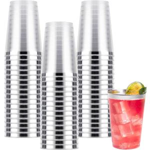 Goodluck 50PCS 14oz Silver Plastic Cups for Party, Disposable Silver Plastic Cups, Cocktail Glasses for Wedding Thanksgiving, Christmas, and Parties