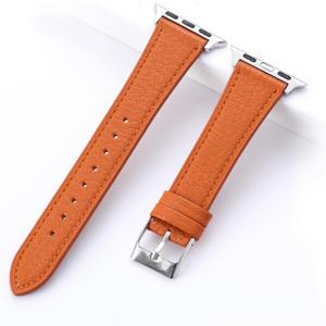 Soft French Goatskin Women Slim Leather Watch Band Compatible with Apple Watch 38mm 40mm 41mm 42mm 44mm 45mm 46mm 49mm, Thin Leather Strap Replacement for iWatch Series Ultra SE 10 9 8 7 6 5 4 3 2 1