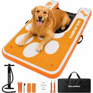 SOLAVERO 60”× 40” Inflatable Dog Boat Ramp Up to 250LB for Pool Lake Dock
