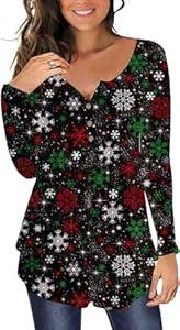 Roshop St Patricks Day Tunic Women Button Up Henley V-neck Loose Fit Lucky Irish Shamrock Shirt Tops SDX3 XL