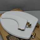 Mayfair Bennett Toilet Seat with Brushed Gold Hinges, Slow Close Wood Seat, Secure Metal Hinges, Easy Install, Made in USA, Elongated, White