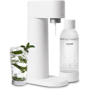Woody Sparkling Water Maker - Silent Carbonated Water Machine Made of Renewable Wood Composite and 1L Water Bottle - Without CO2 Cylinder - Seltzer Maker Machine - Colour White