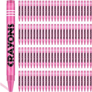 Tenceur 100 Pcs Single Color Crayons Bulk Crayons Coloring Party Favors Pastels Set for Adults Teacher Painting Classrooms Groups Party Art Gifts Supplies(Pink)