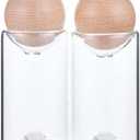 Santa Barbara Design Studio Salt & Pepper Shakers Sleek Kitchen Essentials, 3.25" Tall, Glass/Beech Wood