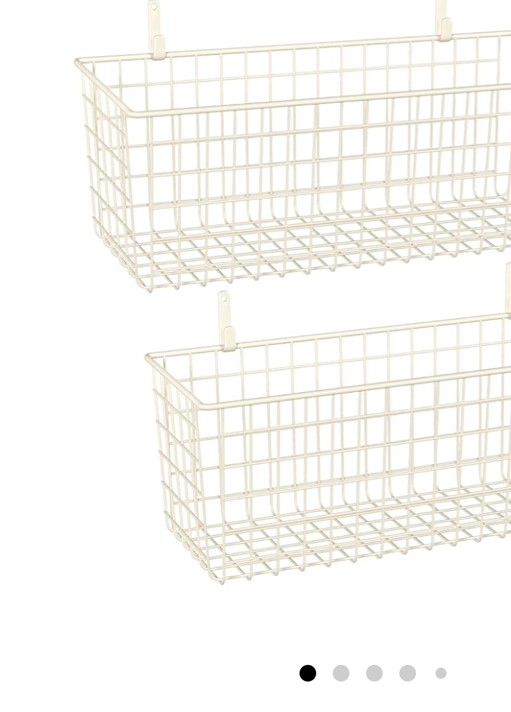 2 Sets Extra Large Hanging Wall Basket, White Metal Wire Baskets with Steel Hooks for Organizing, WallmountedFruit Vegetable Toy Snack Storage, Home Kitchen Bathroom Laundry Pantry Organizer