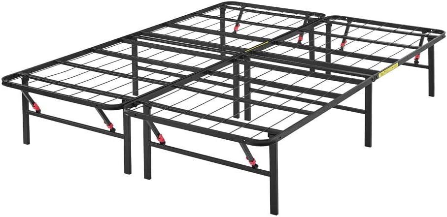 Amazon Basics Bed Frame with Ample Underbed Storage, Foldable Metal Platform, Sturdy Steel, No Box Spring Needed, 14 inches High, Noise-Free Support, Easy Assembly Tool-Free Setup, Full Size, Black