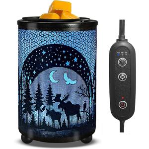 Leyoue Electric Wax Warmer with Efficient PTC Heating - Enchanting Deer in Forest Iron Design, Quickly Melts Wax Blocks, Releases Long-Lasting Fragrance, Perfect Home Decor Piec