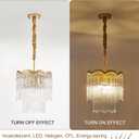 12.52" Gold Clear Glass Crystal Pendant Light 5-Light Modern Crystal Pendant Ceiling Light Fixture 2-Tier Luxury Glass Chandeliers,for Dining Room Kitchen Island Living Room Bedroom