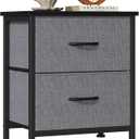 Sweetcrispy Night Stand with 2 Fabric Storage Drawers, Bedside Table, Grey, 11.8"D x 18"W x 20"H , 1 Pack