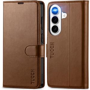 TUCCH Case Wallet for Galaxy S26 5G, Kickstand [RFID Blocking] 3 Card Slot Magnetic PU Leather Protective Flip Cover with [TPU Shockproof Interior Case] Compatible with Galaxy S26 6.3" 2026, Brown