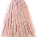 Femiserah Women's Long Rainbow A Line Tulle Tutu Skirts Tiered Skirt Petticoat