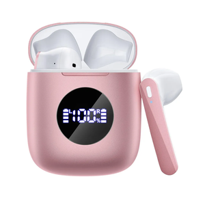 Bluetooth Headphones V5.3 Wireless Earbuds Ear buds w/ 50Hrs Battery Life Deep Bass Earphones w/ Wireless Charging Case & LED Power Display Waterproof Microphone Headset TV Tablet Phone Pink