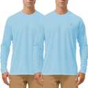 Roadbox Mens UPF 50+ UV Sun Protection Shirts Outdoor Long Sleeve SPF Rash Guard for Fishing Hiking Swimming Running, X-Large, Sky Blue