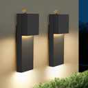 tewei Modern LED Outdoor Wall Sconce, 15'' Dusk to Dawn Outdoor Lighting Exterior Wall Lights, Black LED Front Porch Lights Outside Wall Mount Lighting for House, Backyard, Warm White 3000K, 2 Pack