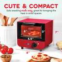 Dash Mini Toaster Oven - Sleek & Stylish - For Creative Homemade Treats - Compact, Space-Saving Design - adjustable temperature dial - Removable Baking Tray - Red