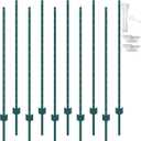 VEVOR 5 Feet Fence Post, 10 Pack U-Channel Heavy Duty Metal Fence Posts with 30 Zip Ties & 20 Clips, Sturdy Steel Fence Stakes for Garden Yard, Lawn, Farms and Outdoor Wire Fencing, Green