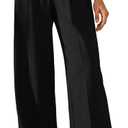 Arach&Cloz Women's Wrinkle-Free Pleated High Waisted Business Casual Wide Leg Dress Pants 2026 (Black, Small)
