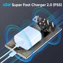 45W Super Fast Charger USB C Android Phone Type C Charger Fast Charging Block with 10FT Cord for Samsung Galaxy S26/S26 Ultra/S26+/S25 Ultra/S25/S24 Ultra/S24/S23 Ultra/S22/S21/S20/Note 10, Blue