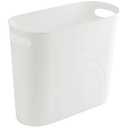Rejomiik Small Trash Can, 3.5 Gallon Slim Garbage Can Plastic Waste Basket with Handles Container Bin for Narrow Spaces Bathroom, Bedroom, Kitchen, Office at Home, White