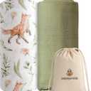 Muslin Swaddle Blankets for Newborns, Green & Forest 2-Pack  Soft Viscose derived from Bamboo & Cotton Baby Blankets, 47x43, Breathable Receiving Blankets, Gender-Neutral Baby Swaddle