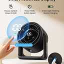 Gaiatop Desk Fan with Touch Control, 4000mAh Battery, 5 Speeds Ultra Quiet Bedroom Fan with LED Display, 90 Tilt, 7.7 Inch USB-C Rechargeable Desktop Fan for Dorm Office Room Home Office, Black