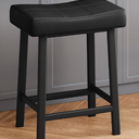GAOMON Bar Stools Set of 1, 24" Counter Height Upholstered Padded Barstools with Curved Surface, Ergonomic Saddle Seat, Metal Leg and Footrest, for Kitchen Counter, Home Bar