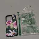 TopPerfekt Compatible with iPhone 16 Pro Wallet Case with Card Holder, 360 Rotation Finger Ring Holder Kickstand Protective RFID Blocking PU Leather Pattern Double Buttons Flip 6.3" Florals Green