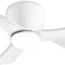 GESUM Flush Mount Ceiling Fans with Lights, 22'' Small Ceiling Fans Remote & APP Control, 3CCT Dimmable, Quiet DC Motor for Patio Kitchen Bedroom(White)