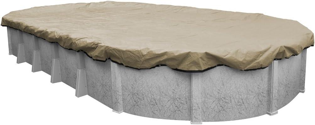 Robelle 12 x 24 ft Premium Tan Winter Oval Pool Cover for Above Ground Pools, 4 ft Overlap (16 x 28 ft Cover Size), Solid 14 x 14 Scrim, 5.2 oz/yd2, Style: 311224-4