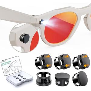 6 Pcs LED Light Blocking Covers Compatible with Ray-Ban Meta Wayfarer/Skyler/Headliner (Gen 2) & Oakley Meta HSTN Smart Glasses Accessories Adjustable Reusable Blackout LED Light Covers