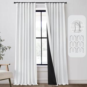 PANELSBURG 9FT White Curtains 108 Inches Long Extra Long Blackout for Bedroom Living Room Darkening Heavy Duty Thermal Insulated for Winter