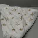 Mr. Pen White Faux Fur Christmas Tree Skirt, 36 inches, Gold Snowflakes