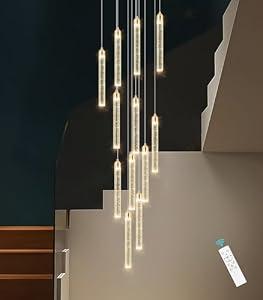 dolria 12-Lights Chandelier LED Dimmable Chandeliers for Entryway Flush Mount Ceiling Pendant Light Fixture Crystal Chandeliers for Living Room Gold Finished Lighting Modern High Ceiling Chandelier
