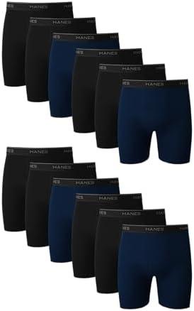 Hanes mens Underwear Boxer Briefs Pack, Cool & Breathable Cotton Moisture-wicking Underwear for Men, No Ride Up, S, Pack 12