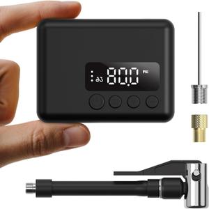 Mini Bike Pump, Max 130 Psi Electric Tire Pump, Auto Stop, Portable Bicycle Pump with Gauge, Tiny Inflator Air Pump with Presta and Schrader Valve, Suitable for Road Bike, Mountain Bike&E-Bike