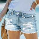 Women's Ripped Denim Shorts Mid Rise Summer Hot Raw Hem Casual Jean Shorts, Size XXL