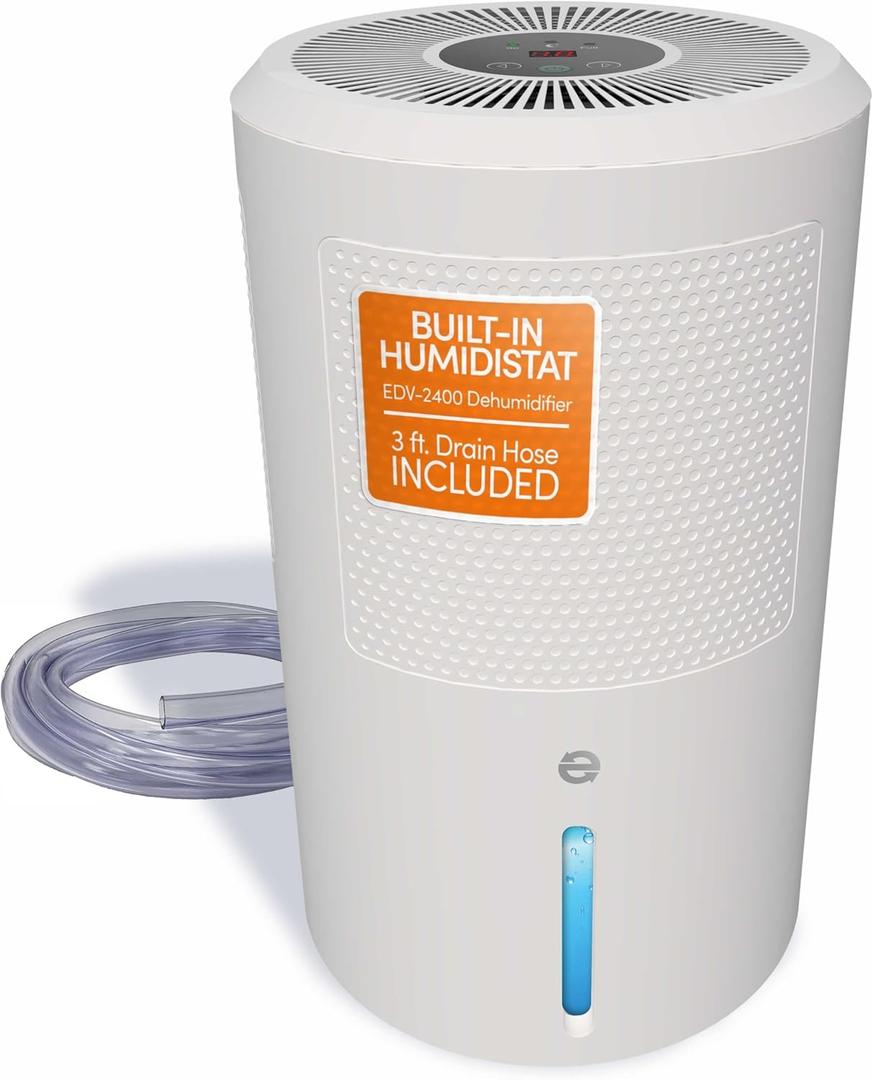 Eva-Dry EDV-2400 Compact and Powerful Dehumidifier | Eliminate Moisture | Energy Efficient | Quiet | Portable | Includes 3-Foot Drain Hose | Ideal for Home, Office, and RV