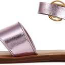 Franco Sarto womens Ruth Ankle Strap Thong Flat Sandal (8, Light Pink Metallic)