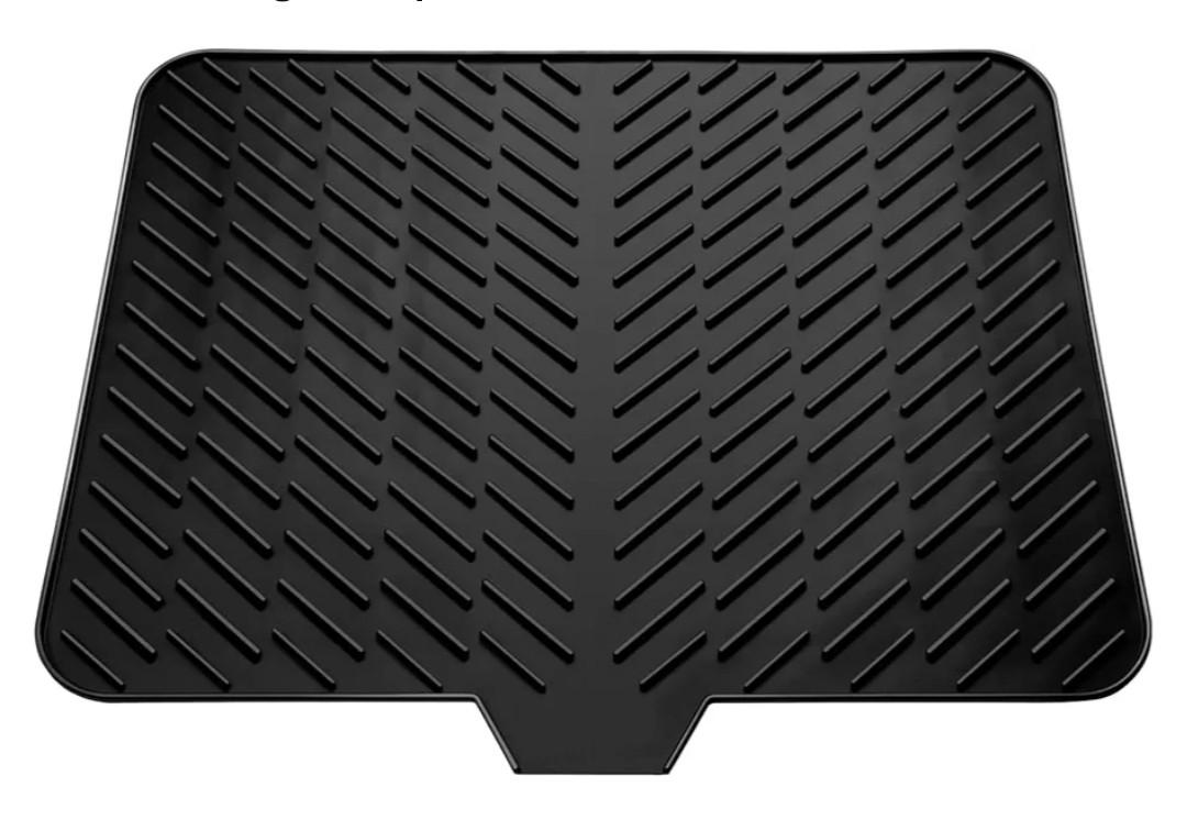 Silicone Drying Mat, 23"X17" With Built-in Drain Lip,Heat-Resistant,Eco-friendly,Hygienic Drying Pad,Leak-Proof and Non-Slip,Silicone Dish Drying Mat for Kitchen Counter or Sink（Black 23X17）