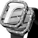 KADES Bling Case for Apple Watch 38mm with Built-in Screen Protector, Sparkling Rhinestone Protective Cover Compatible with Apple Watch Series 3 2 1 (38mm, Black)