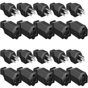 Treela 20 Pcs Extension Cord Plug Replacement Male and Female Extension Cord Ends 125v 15a 2 Pole 3 Wire Male and Female Connector Straight Plug Replacement Compatible with Nema 5-15p and 5-15r 1875w