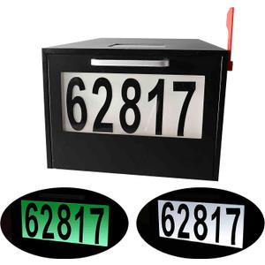 Black Post Mount Mailbox - 2 Lighting Modes Solar House Numbers Light Infrared Sensor Illuminated at Night - Iron Address Numbers Mail Box Outdoor