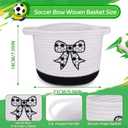 Bow Woven Basket- Beautiful Cotton Rope Gift Basket with Embroidered Soccer Bow, White Oval Empty Storage Decorative Bin, Baby Nursery Shower Towel Organizer Gift Storage Holder,9"D x 7"H in