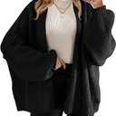 Womens Oversized Cardigan Ribbed Chunky Knit Long Lantern Sleeve Open Front Fall Sweater Coats, S