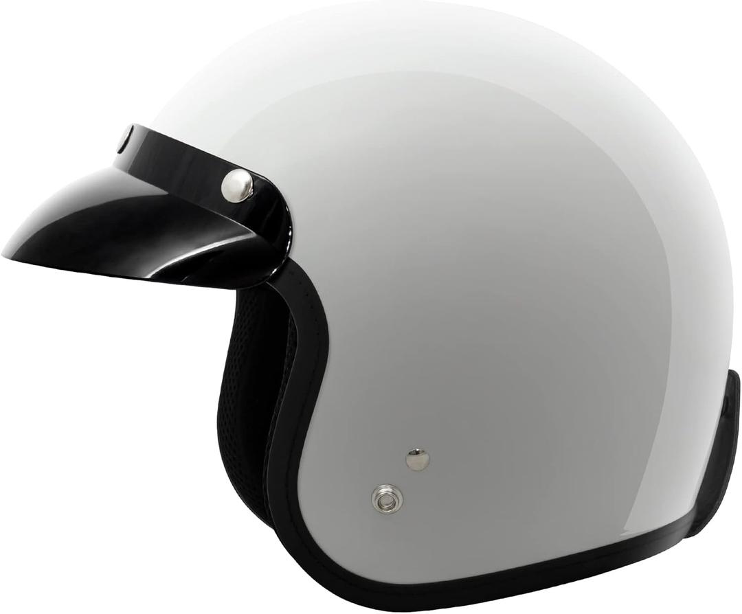 VCAN V85C 3/4 Open Face Motorcycle Helmet DOT Approved (Medium, Gloss White)