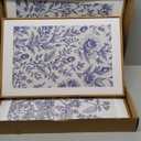 Large Classic Chinoiserie Flower Framed Canvas Wall Art Set,Minimalist Blue and White Floral Wall Decor,Navy Watercolor Botanical Blossom Artwork for Living Room,Bedroom-16 x24 x3