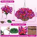 Artificial Fake Hanging Flowers Plants Baskets for Outdoors, Faux Silk Bougainvillea in Planter UV Resistant Realistic Spring Summer Decoration for Outside Porch Patio Yard Home Decor (Purple Hotpink)