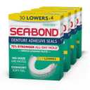 Sea-Bond Secure Denture Adhesive Seals, Fresh Mint Lowers, Zinc-Free, All-Day-Hold, Mess-Free, 30 Count (Pack Of 4)